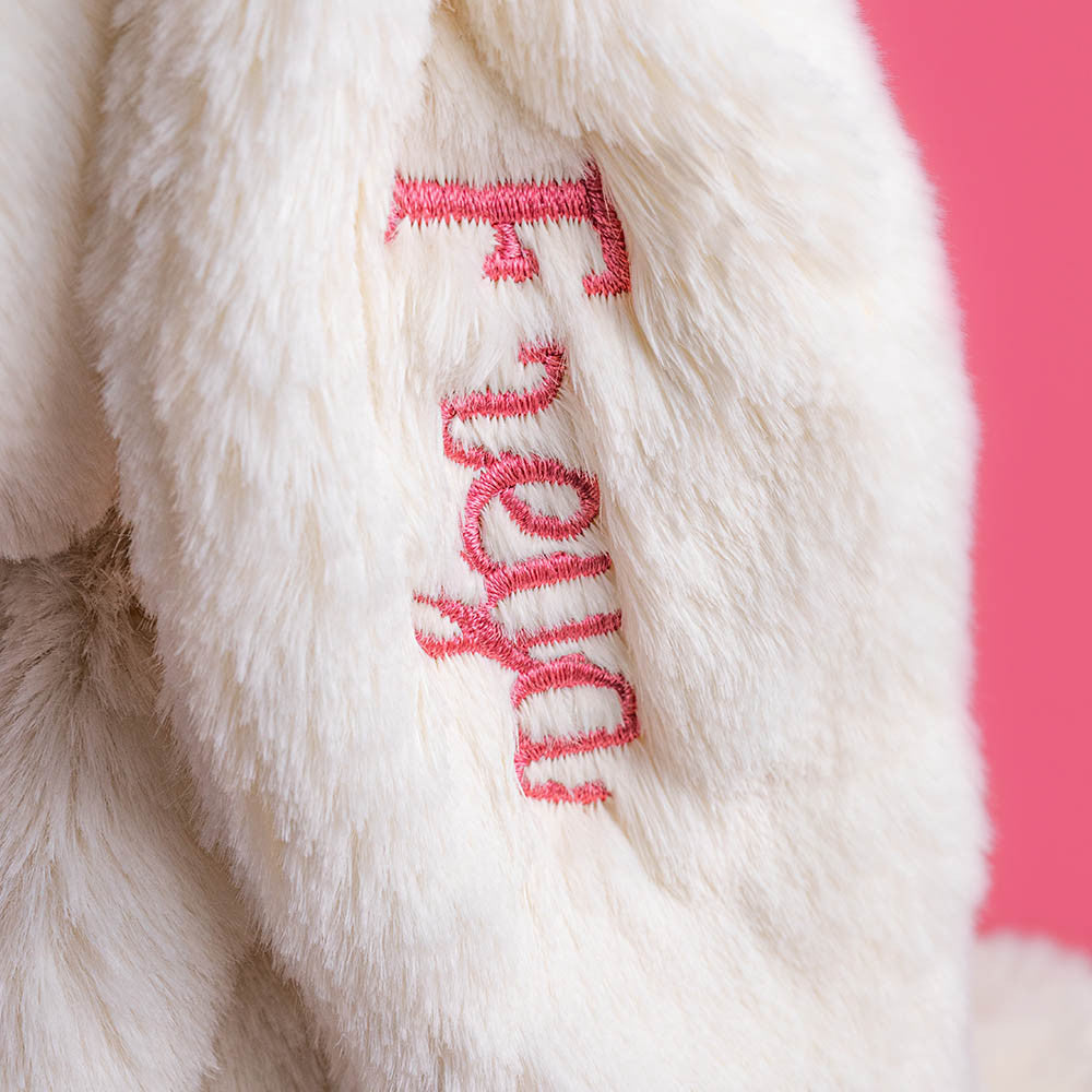 Personalized Cream Bunny with Rose